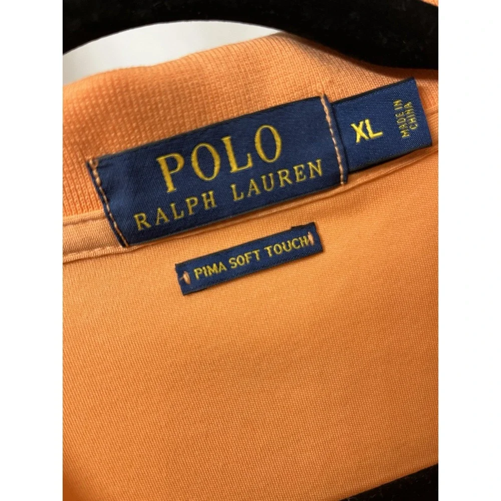 Polo Ralph Lauren Mens XL‎ Orange Pima Soft Touch Short Sleeve Polo Shirt Pony